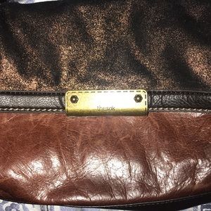 Genuine Leather Bag w/Metallic Flap